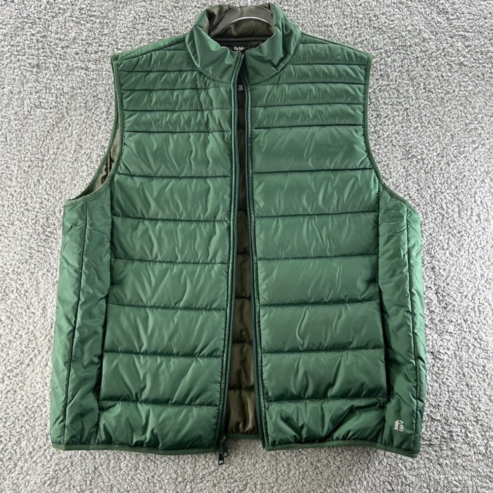 Fielder Bonobos Vest  Men's Size Size Large Green ‎ Quilted Zipper Snap Button